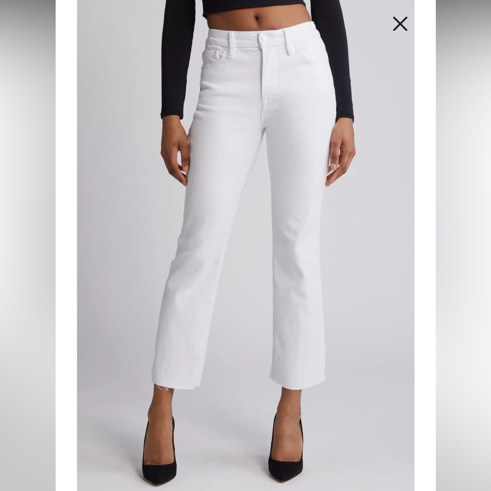 Good American Good Straight High Waist Raw Hem Straight Leg Jeans